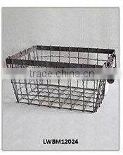Industrial Vintage Style Interior Carry Round Metal Basket with Handle