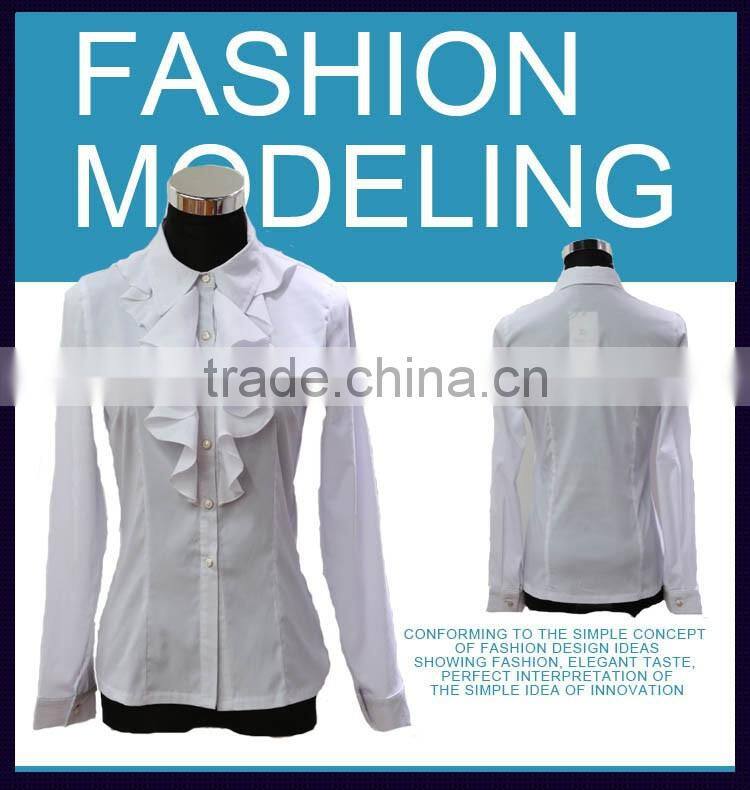Fashionable and elegant ladies long sleeve and white latest blouse design 2016