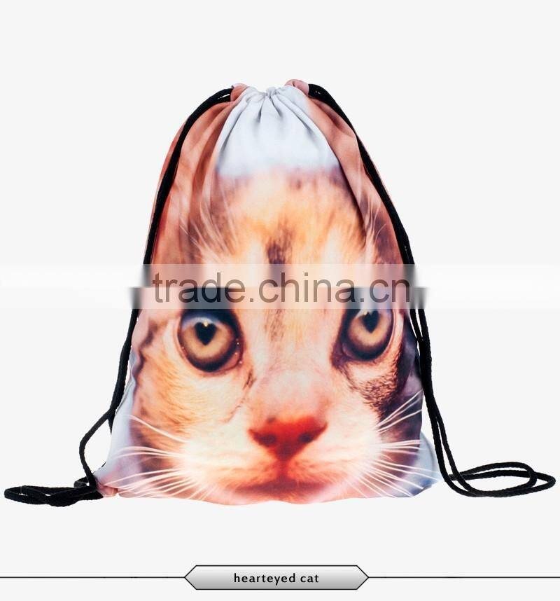 300D cute animal series leisure bag with drawstring