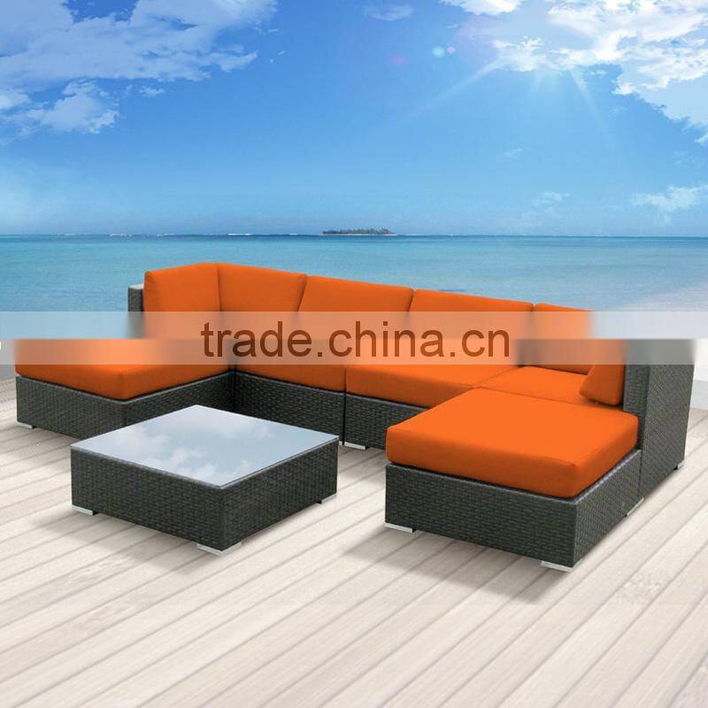 Outdoor Patio Garden Resin Plastic PE PVC Rattan Wicker Sectional Sofa Set