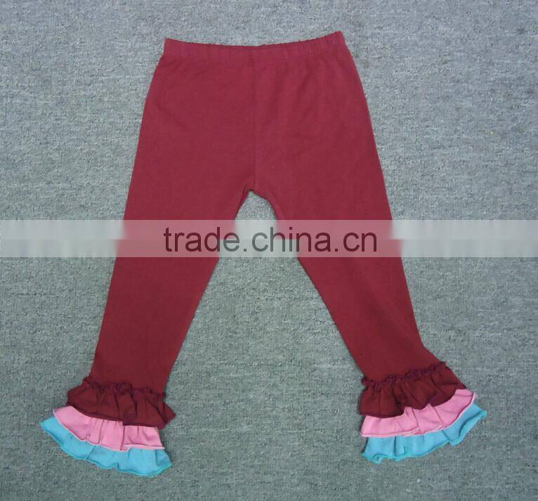 2015 new style boutique solid aqua triple ruffles girl shorts MS0101