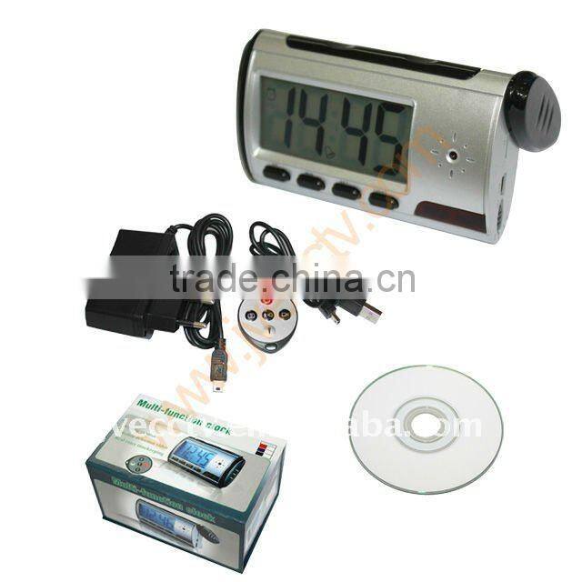 Multi-function clock camera,clock camera with motion detection max 32GB 640*480 remote control JVE-3311F