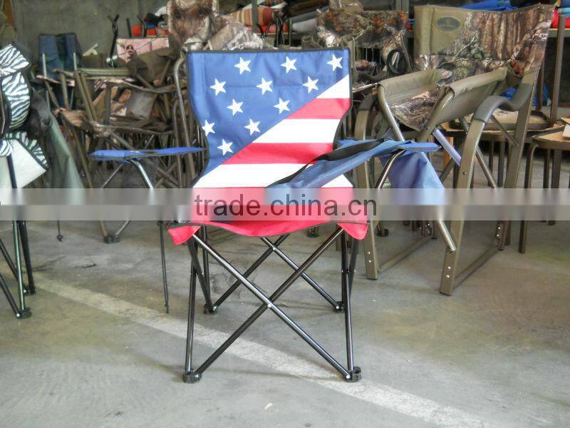 Ployester Flag Folding camping Chair With Flag Printing