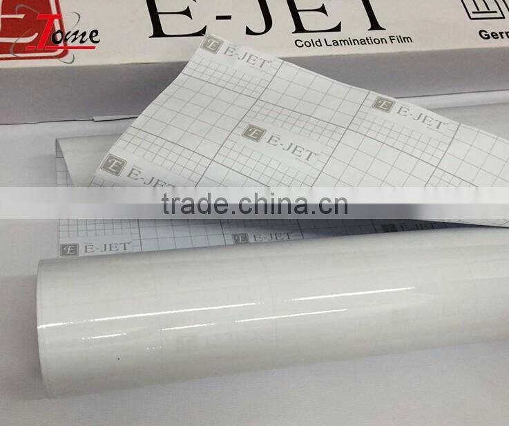 80micron glossy pvc cold lamiantion film with 120gsm white paper for vinyl laminated