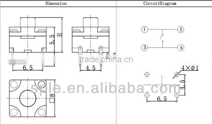 8X8 waterproof tactile switch