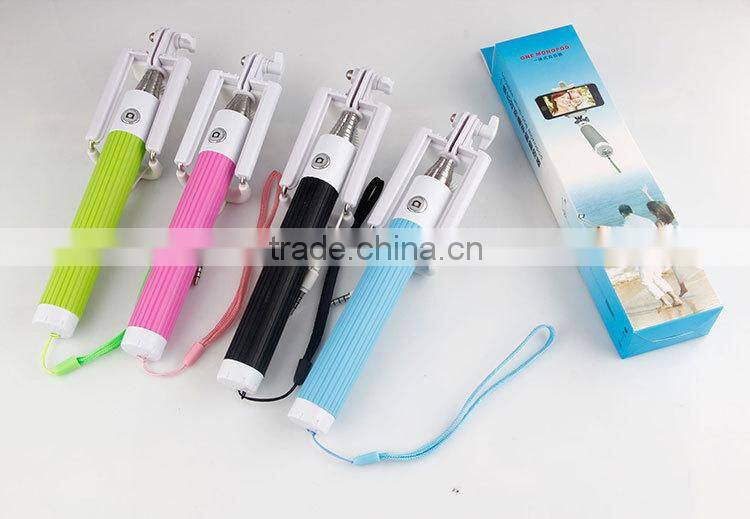 Cheapest wired selfie stick, smart phone holding wired monopod with shutter button, high quality monopod selfie stick