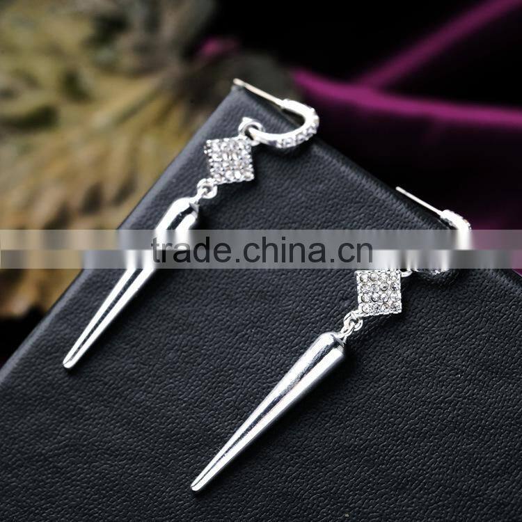 Silver and golden Pin Pave Rivet Spike Ponited Earring earring