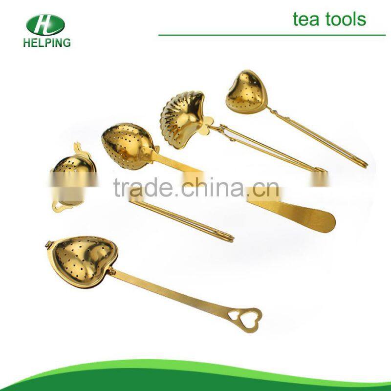 Heart-shaped telescopic handle stainless steel tea strainer