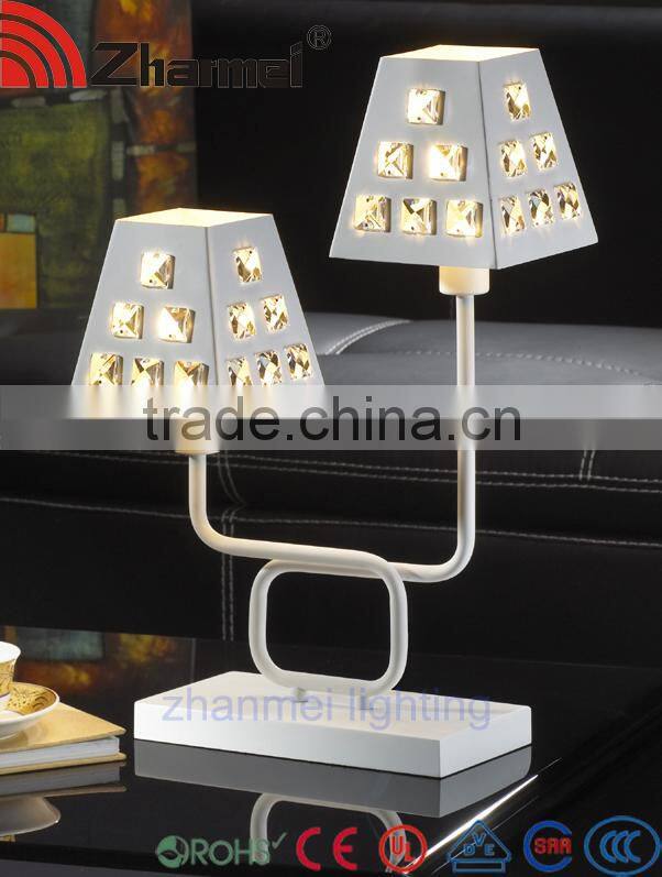 Modern Crystal two lights compund Table Lamp for bedroom or dining table