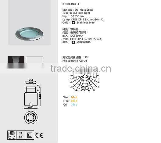 Round IP67 Stainless Steel 3W Outdoor LED Stair Light