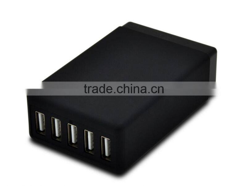 40W 5V8A 5 Port Multiple USB Smart Charger Multi Travel Power Adapter for USB-Charged Devices(Black)