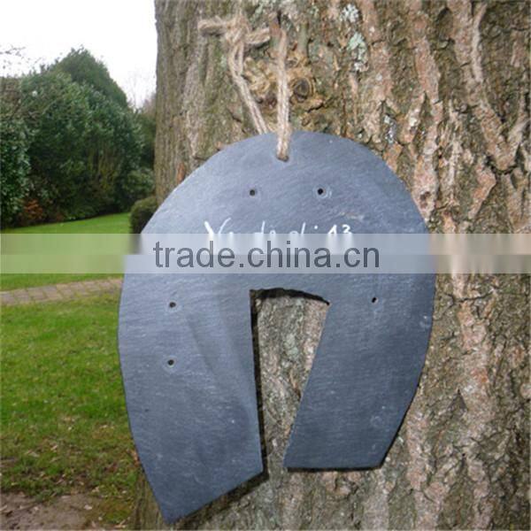 Eco-friendly natural black slate chalk writing board with customized shape