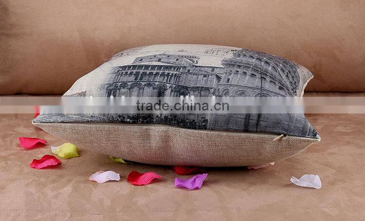 2015 europeanism leaning tower Pisa cotton and linen hold pillow Sofa cushion cover home furnishing hold pillow