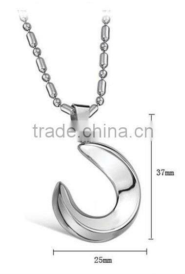 Fashion Moon Pendant Stainless Steel Pendant Necklace Silver Jewelry