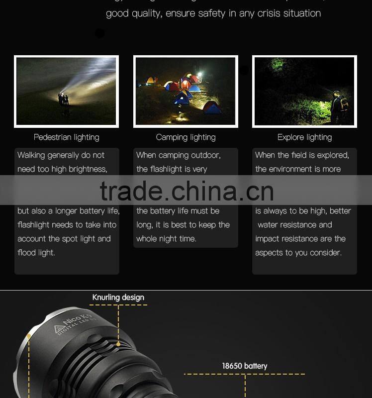 Excellent factory directly xml u2 18650 rechargeable battery torch flashlight