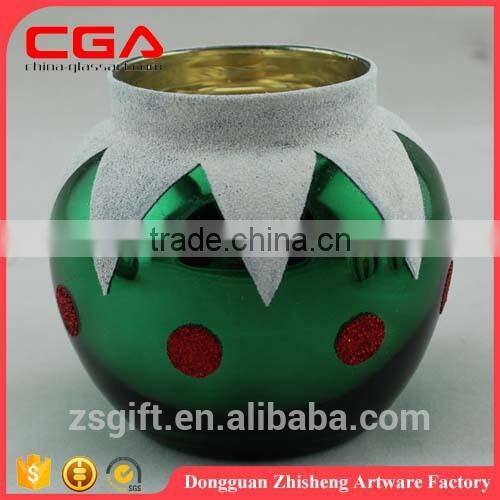 Round glass candle stand,painting glass candle holder for home decorations