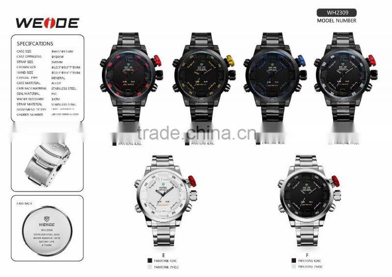 2014 WEIDE Men Watch JAPAN Miyota Quartz Watch Analog&Digital Military Watches,Luxury Brand Casual Watches /WH2306