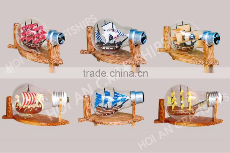 YACHT SHIP IN XO BOTTLE - WOODEN SHIP MODEL, SPECIAL GIFT