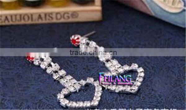 Hotsales Double Heart Shape Earrings Pendant Earrings Double Chains