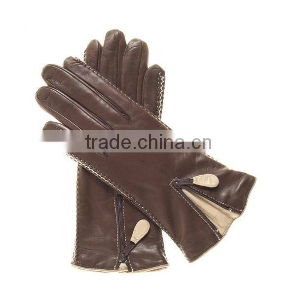 Classic zhejiang long apricot winter lambskin plain style lined women winter gloves women