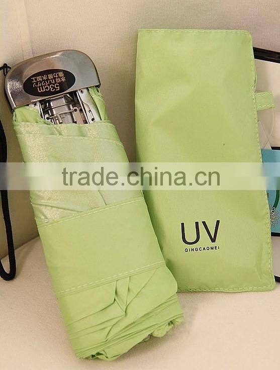 UPF 50+ super anti-UV 5-fold flat pocket shining fabric umbrella