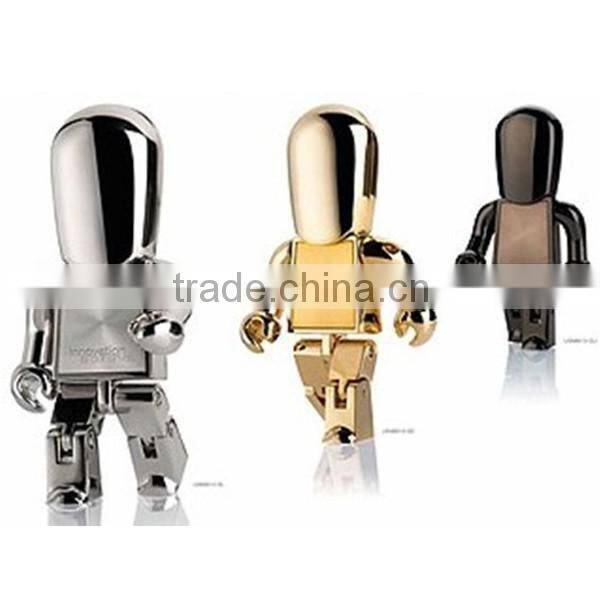 promotional gold shinny robot usb disk, usb pen drive