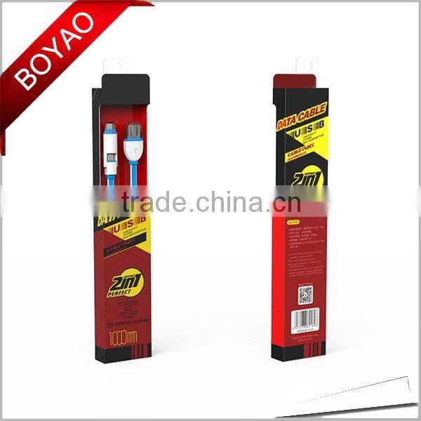 2016 Hot selling Multi-function 2 in 1 usb data cable, flat micro usb data cable