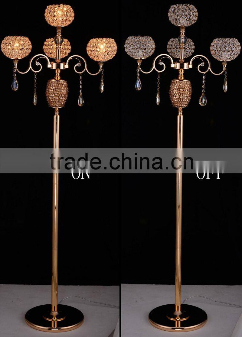 Hot Selling Top Quality 4 Lights Crystal Floor Standing Lamp With Pipa Drops