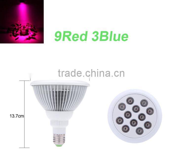AC85-265V 9blue 3 red 12W E27 LED plant grow light