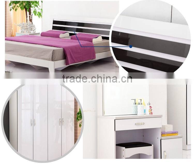 Simple wooden mirrored dressing table/dresser with drawers and stool for bedroom furniture