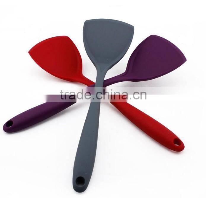 Food grade silicone kitchenware flexible cooking turner with stainless steel inserted
