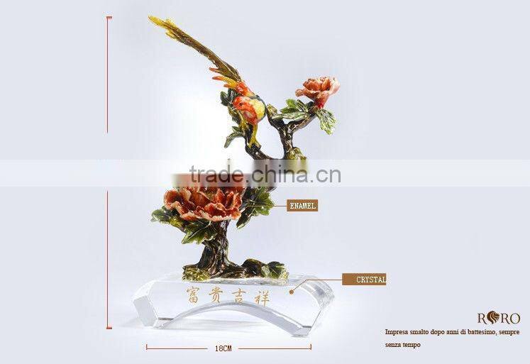 RORO Wealth and Auspice peony enamel pewter crystal decorative article for home decoration