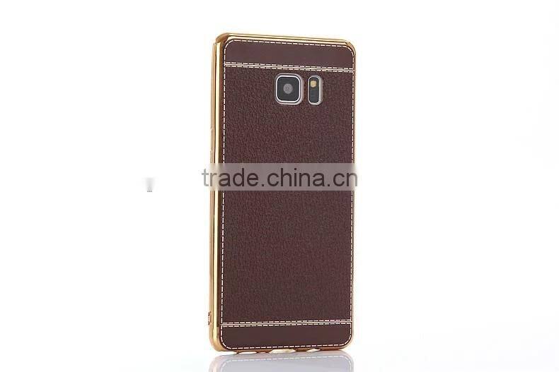 Wholesale price for Samsung galaxy note 7 electroplate tpu case with litchi leather skin cover