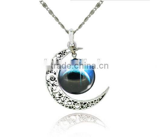 alloy moon time fashion pendant jewelry necklace