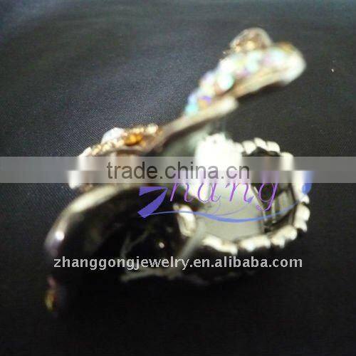fashion shaped stretch rings with colored rhinestone