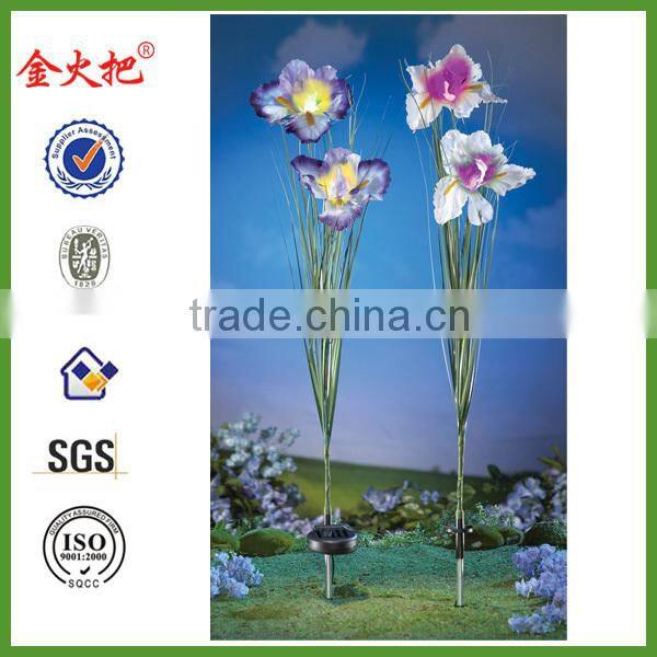 Set of 2 Solar Lighted Iris Garden Stakes