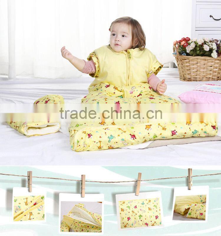 Infant kids anti kicking quilt sleeping bag for four seasons detachable fillings yellow style