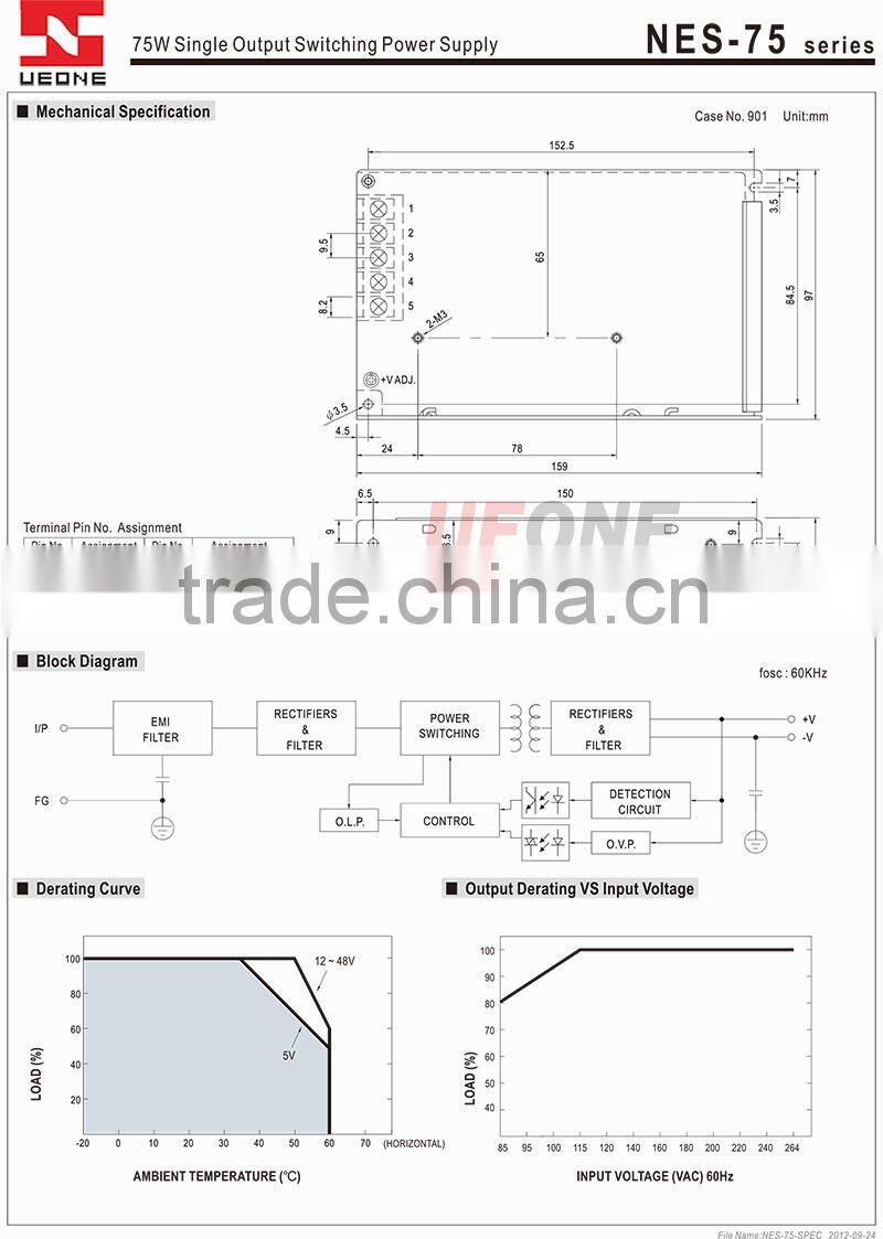 DC48V to DC12V 8.3a DC/DC converter power supply 100w