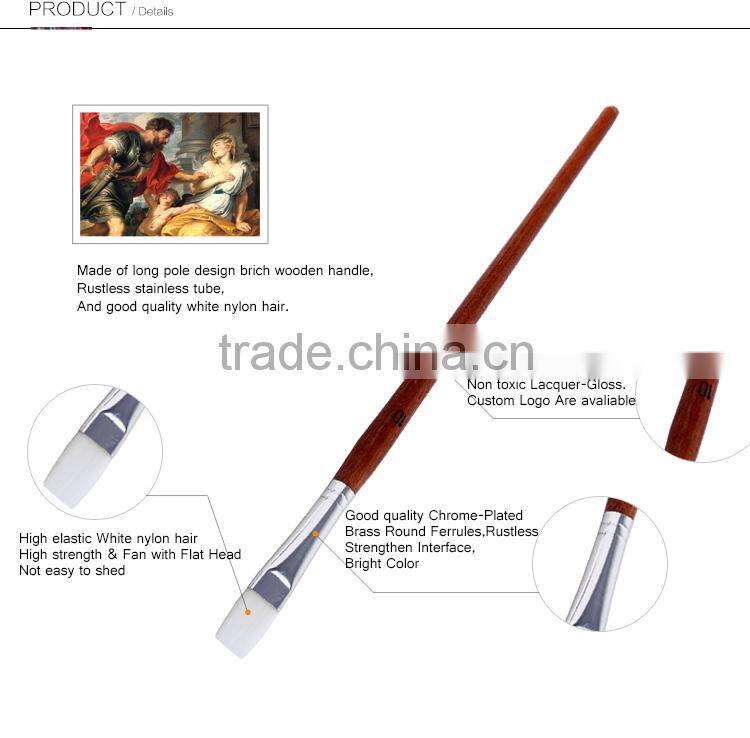 Bulk Cheap 3 Pcs Set Long Handle White Nylon Hair Fan Shaped Artist Oil And Acrylic Paint Brush