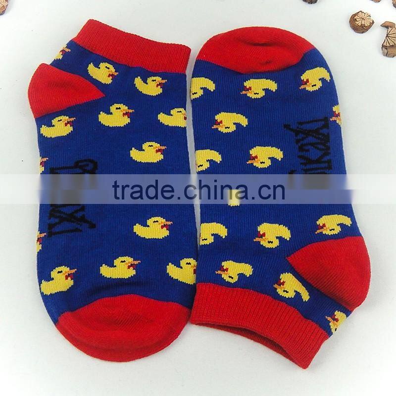 New design red blue sock with baby duck