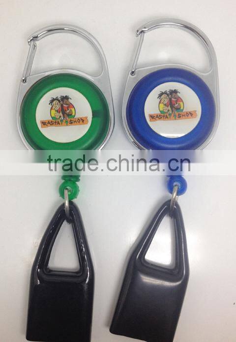 custom printing carabiner badge reel with lighter holder