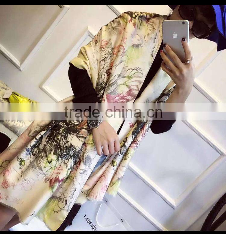 Graceful big flower design lady pashmina scarf/shawls