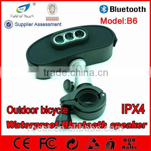 B6 black color wireless handsfree talking bluetooth speaker with led light for bicycle