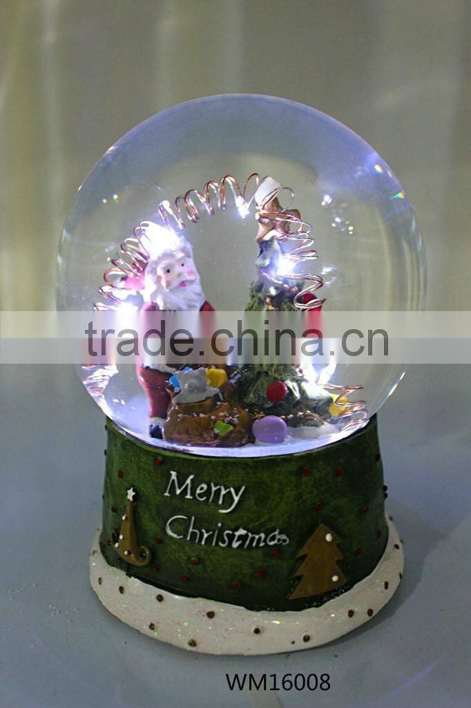 2016 new ChristmasSanta snowman water snow globe with music box and LED light