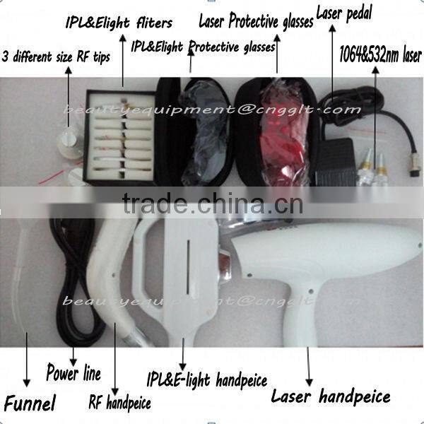 Multifunction 4 in 1 hair removal ipl elight nd yag laser aesthetics