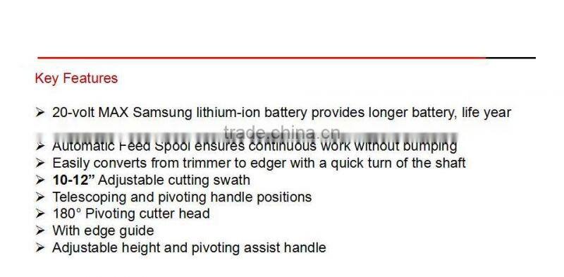 20V Bundle Kit Cordless Li-ion Battery DC Motor Grass Trimmer Cordless Blower Garden Tools China