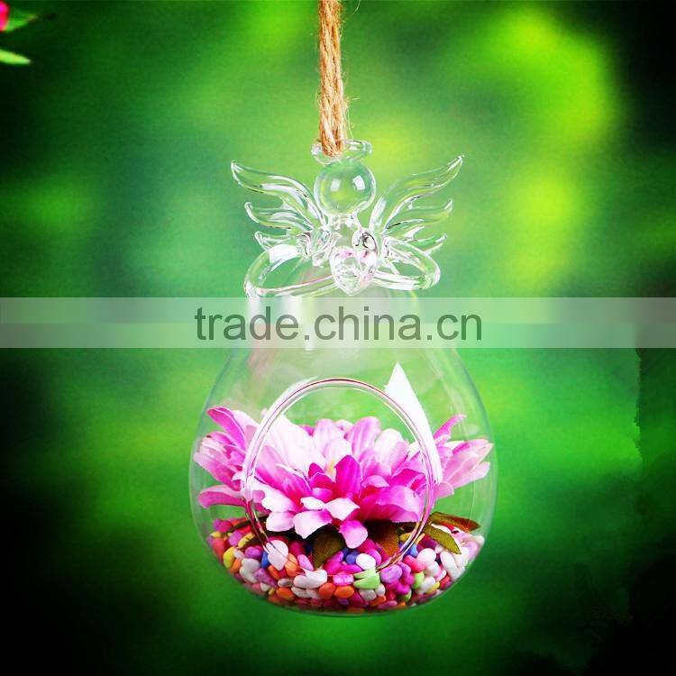 ANGEL CRYSTAL CANDLE STICK GLASS HOLDER WITH ANGLE WING