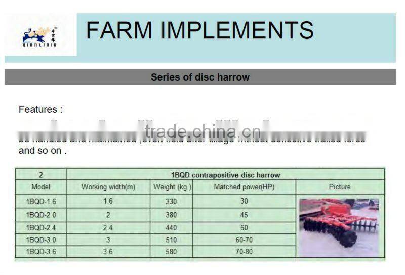 disc harrow --rotary tiller -furrow for tractor