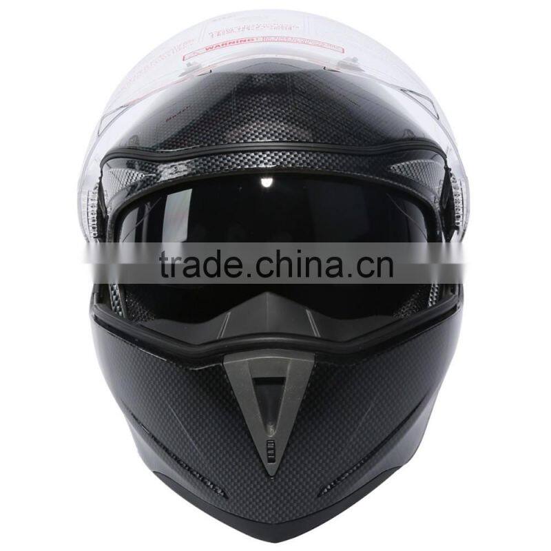 DOT Carbon Modular Dual-Visor Flip Up Sun Motorcycle Full Face Helmet S M L XL