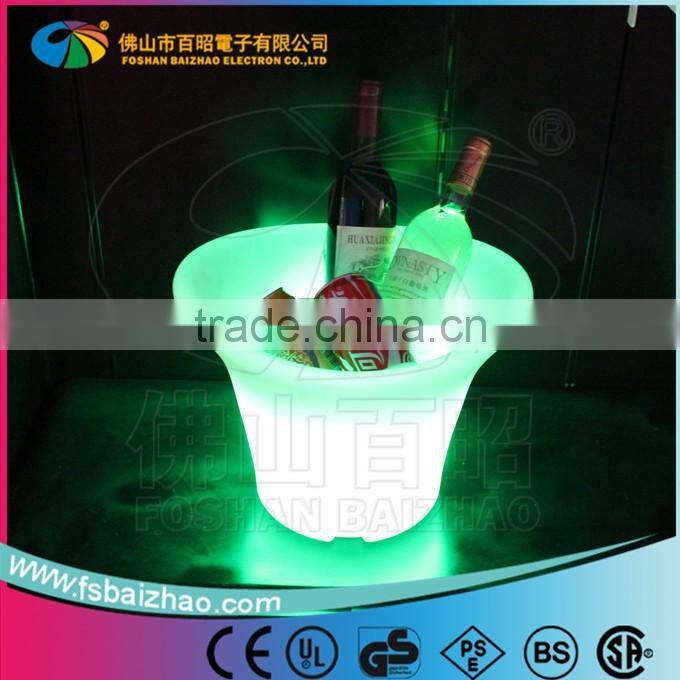 PE Plastic battery operated illuminated LED light ice bucket